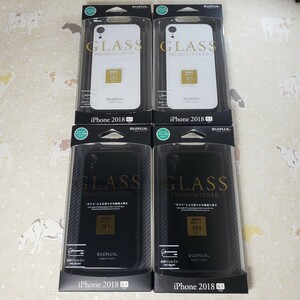 B級品 4個セット iPhoneXR用背面ガラスハイブリッドケース ブラック ホワイト 0087071507591022