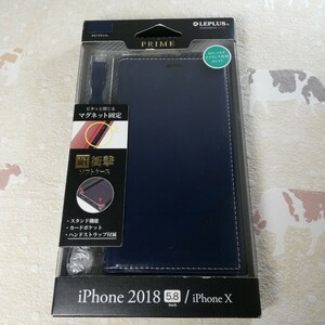 B級品 iPhoneX/iPhoneXS用手帳型ケース ネイビー サイドマグネット ストラップ付き 36551235