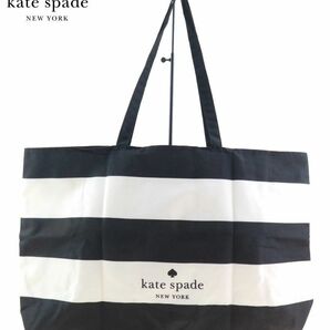 新品未使用 ケイトスペード katespade 大型 大容量 ナイロントートバッグ ボーダー 白黒 116