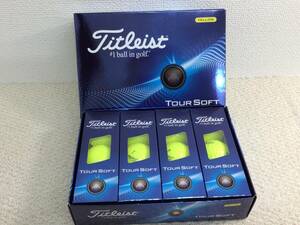 ★ 未使用 ★ Titleist タイトリスト TOUR SOFT ツアーソフト ゴルフボール 1ダース イエロー