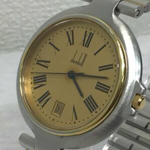 ダンヒル dunhill SWISS MADE ゴールド文字盤 クォーツ メンズ腕時計 稼働品の画像3