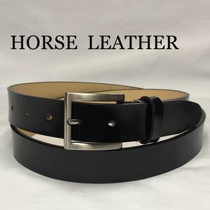 新品 HORSE LEATHER 馬革 メンズ レザー ベルト角P ビジネス 黒