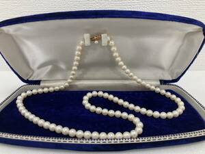 160* 留め具 K18 18金 PEARL パール 真珠 ネックレス パールサイズ最大6.3mm 全長約28.8cm アクセサリー レディース ケース付 現状品