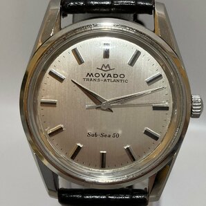 稼働品【5k033177】MOVADO モバード TRANS-ATLANTIC Sub-Sea50 手巻き シルバー文字盤 メンズ 腕時計 機械式 メンテナンス済の画像1