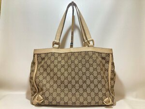 【4n031502】GUCCI グッチ GGキャンバス ハンドバック トートバッグ 肩掛けバック 170004 ベージュ系 レディース 鞄