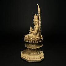 大日如来座像　木彫仏像　極上彫　八角台座　仏教美術　高さ26cm 重さ352g_画像3