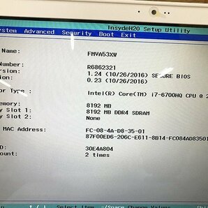SMG38578相 富士通 ノートPC FMVA53XW Core i7-6700HQ メモリ8GB HDD1TB ジャンク 直接お渡し歓迎の画像2