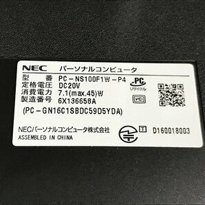 SDG44169相 NEC ノートPC PC-NS100F1W-P4 Celeron メモリ4GB HDD500GB ジャンク 直接お渡し歓迎の画像9