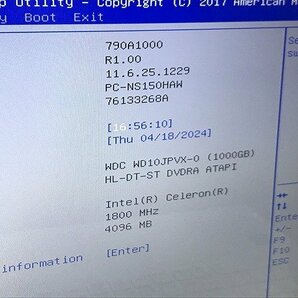 SDG44149相 NEC ノートPC PC-NS150HAW Celeron メモリ4GB HDD1TB 現状品 直接お渡し歓迎の画像2