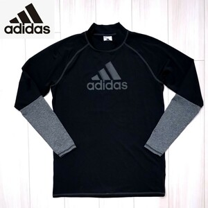 新品に近い adidas ビッグロゴ モックネックシャツ O メンズ LL 長袖インナー ポロシャツ アディダス ゴルフ テーラーメイド 美品