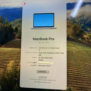 中古☆APPLE MacBookPro A1990 Corei7 2.6Ghz 16GB（９１）の画像9