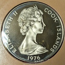 クック諸島　1ドル・プルーフ白銅貨　1976年 　【プルーフミントセット出し・発行枚数17.658枚・トンガロア神】　　　　玉ちゃんNo.3332_画像2