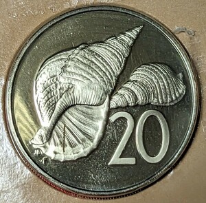 クック諸島　20セント・プルーフ白銅貨　1976年 　【プルーフミントセット出し・発行枚数17.658枚】　　　玉ちゃんNo.3334