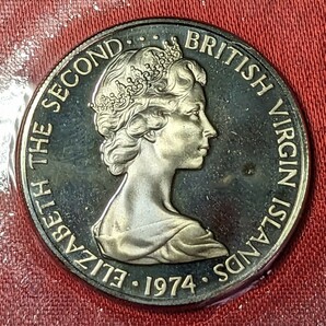 イギリス領バージン諸島 25セント・プルーフ白銅貨 1974年  【プルーフミントセット出し・発行枚数93.555枚】     玉ちゃんNo.3352の画像2