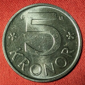 スウェーデン 5クローナ白銅貨 1978年 【未使用・ミント出し】   玉ちゃんNo.3276の画像1
