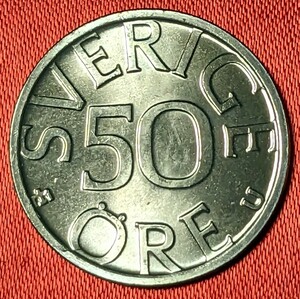スウェーデン　50オーレ白銅貨　1978年　【未使用・ミント出し】　　　玉ちゃんNo.3274