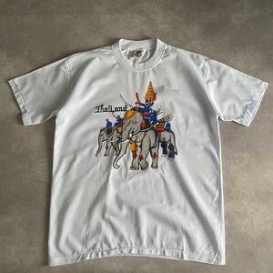 希少 Thailand タイランド 半袖Tシャツ プリント 白