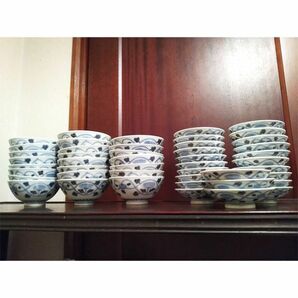 送料込 来客用茶碗２３客 大正時代製造 骨董碗 蓋付き茶碗の画像1