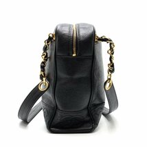 【中古】シャネル/CHANEL　トリプルココ　チェーンショルダー　キャビアスキン　ブラック　ゴールド金具　※ファスナープル壊れ_画像3