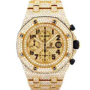  Audemars Piguet (AUDEMARSPIGUET) Royal дуб offshore полный бриллиант 18K желтое золото наручные часы 