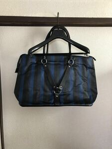 【即決】【良品】 JOHN LAWRENCE SULLIVAN ジョンローレンスサリバン STRIPE LEATHER BAG ストライプレザーバッグ 鞄 かばん 即決早い者勝