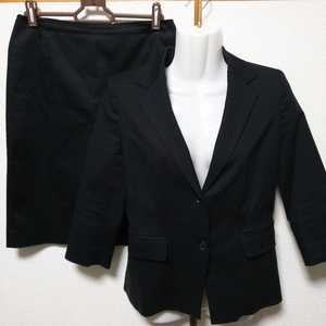  black, plain, beautiful goods INTER PLANET( Inter planet ) skirt suit top and bottom 