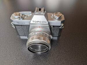 トプコンユニレックス　レンズシャッター式1眼レフカメラ　UVトプコール50㍉F2レンズ　シャッター優先AEマニュアル併用　フィルター付