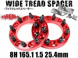 ハマーH2 ワイドトレッドスペーサー 2枚組 25.4mm PCD165.1 レッド