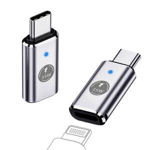 Lightning-USB Ｃメス 充電、データ アダプタ35W オスーメス3cm Type Cを持つiPhone15シリーズ/iPadなど対応ストラップ孔あり 黒