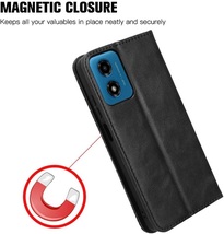 Motorola Moto G24/G04 用 本革風 PUレザー TPU 手帳型 保護ケース スタンド機能 マグネット付 カード入れ付 黒_画像2