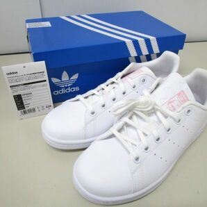 4047RSZ◎adidas アディダス STAN SMITH J スタンスミスJ スニーカー 23.5cm FWHT/CPNK/FWHT HP6204◎中古美品の画像1