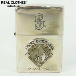 ZIPPO/ジッポー ROOKIE OF THE YEAR 2001 MLB SEATTLE MARINERS 51 ICHIRO イチロー メタル貼り 2001年製 /000