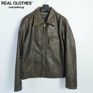 ☆RRL/ダブルアールエル カウハイド ヴィンテージ加工 裏地チェック レザージャケット S /080