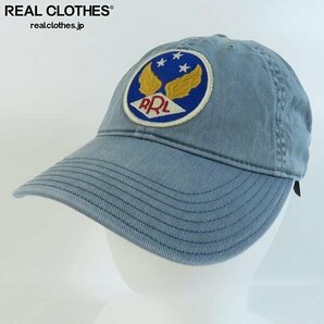 【JPタグ】RRL/ダブルアールエル ロゴワッペン キャップ ビンテージ加工 ブルー /000の画像1