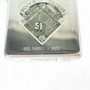 ZIPPO/ジッポー ROOKIE OF THE YEAR 2001 MLB SEATTLE MARINERS 51 ICHIRO イチロー メタル貼り no.1881 2001年製 /000の画像7