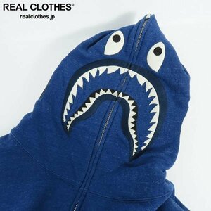 ☆A BATHING APE/アベイジングエイプ Indigo Shark/インディゴシャーク ジップアップパーカー コットン/L /060