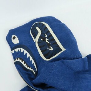 ☆A BATHING APE/アベイジングエイプ Indigo Shark/インディゴシャーク ジップアップパーカー コットン/L /060の画像7