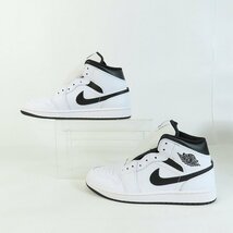 【未使用】NIKE/ナイキ AIR JORDAN 1 MID WHITE/BLACK-WHITE-BLACK エアジョーダン1 DQ8426-132 27.0 /080_画像4