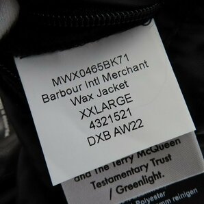 ☆BARBOUR/バブアー Intl Merchant Wax Jacket MWX0465BK71/XXL /080の画像5