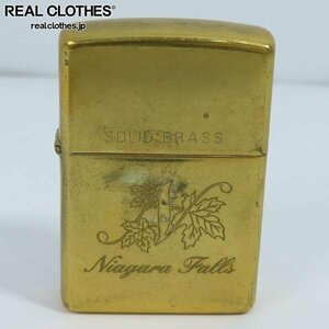 ZIPPO/ジッポー SOLID BRASS ソリッドブラス Niagara Falls ナイアガラの滝 2001年製 /LPL