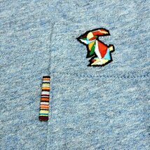 新品 即決 ポールスミス VネックＴシャツ マルチラビット刺繍 L サックス マルチストライプ 半袖カットソー Paul Smith メンズ 【2451a】_画像2