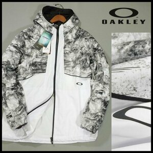 新品 オークリー フーディージップジャケット XXL 白 グラフィック柄 撥水 防風 保温 OAKLEYL メンズ 【3058】