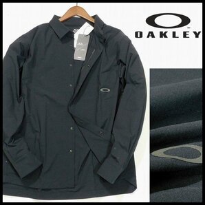 新品 定価12,100円 春夏 オークリー XXL 黒 長袖シャツ 4WAYストレッチ RS SHELL COMMUTE LS SHIRTS 吸汗速乾 UPF50 OAKLEY メンズ【2546】の画像1