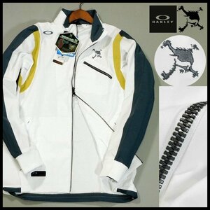  new goods regular price 17,600 jpy Oacley Skull Golf Zip jacket L white endurance water-repellent stretch 3D solid cutting blouson OAKLEY men's [B3060]