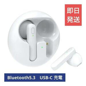 送料無料【新品】ワイヤレスイヤホンP90白【Bluetooth】USB-C充電 イヤフォン