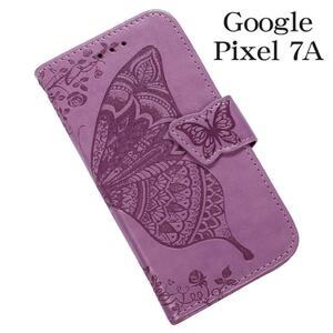 Google Pixel 7Aケース グーグルピクセル7Aケース 蝶柄デザイン：パープル