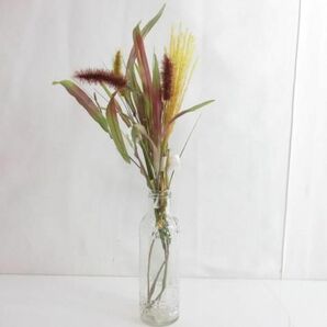 新品 未使用 フラワーアレンジメント 花材 アートフラワー 造花/ガラスボトル 花瓶 15点セット インテリア雑貨の画像2