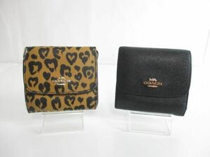 訳あり コーチ COACH 三つ折り財布 レオパード F87588 F23440 2点 ブラック レディース