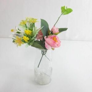 新品 未使用 フラワーアレンジメント 花材 アートフラワー 造花/ガラスボトル 花瓶 15点セット インテリア雑貨の画像7
