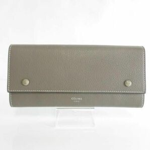 良品 セリーヌ CELINE ラージフラップマルチファンクション レザー 二つ折り 長財布 ウォレット F-TN-2148 グレージの画像2